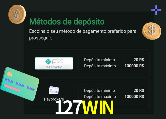 O cassino 127WIN oferece uma grande variedade de métodos de pagamento